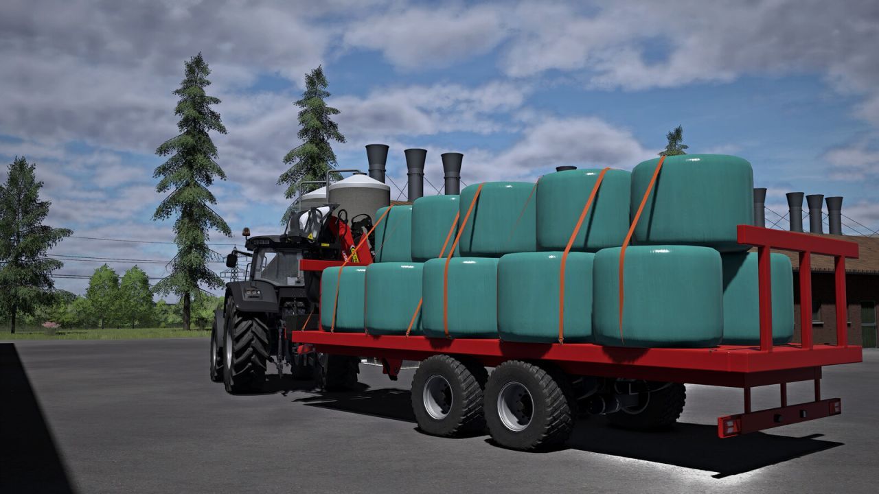 Причіп для тюків з краном для Farming Simulator 25