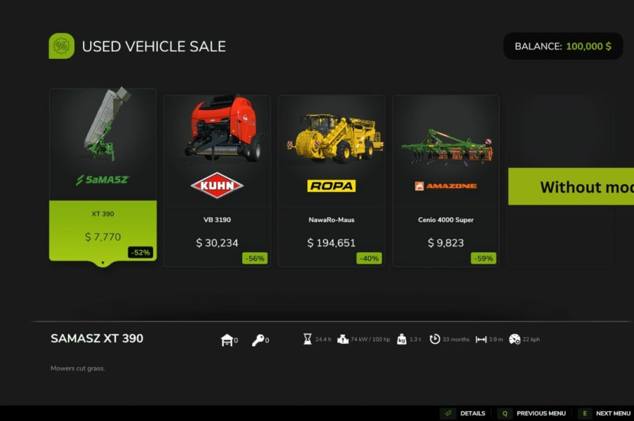 Мод Used Sales Time Left для Farming Simulator 25 — 2