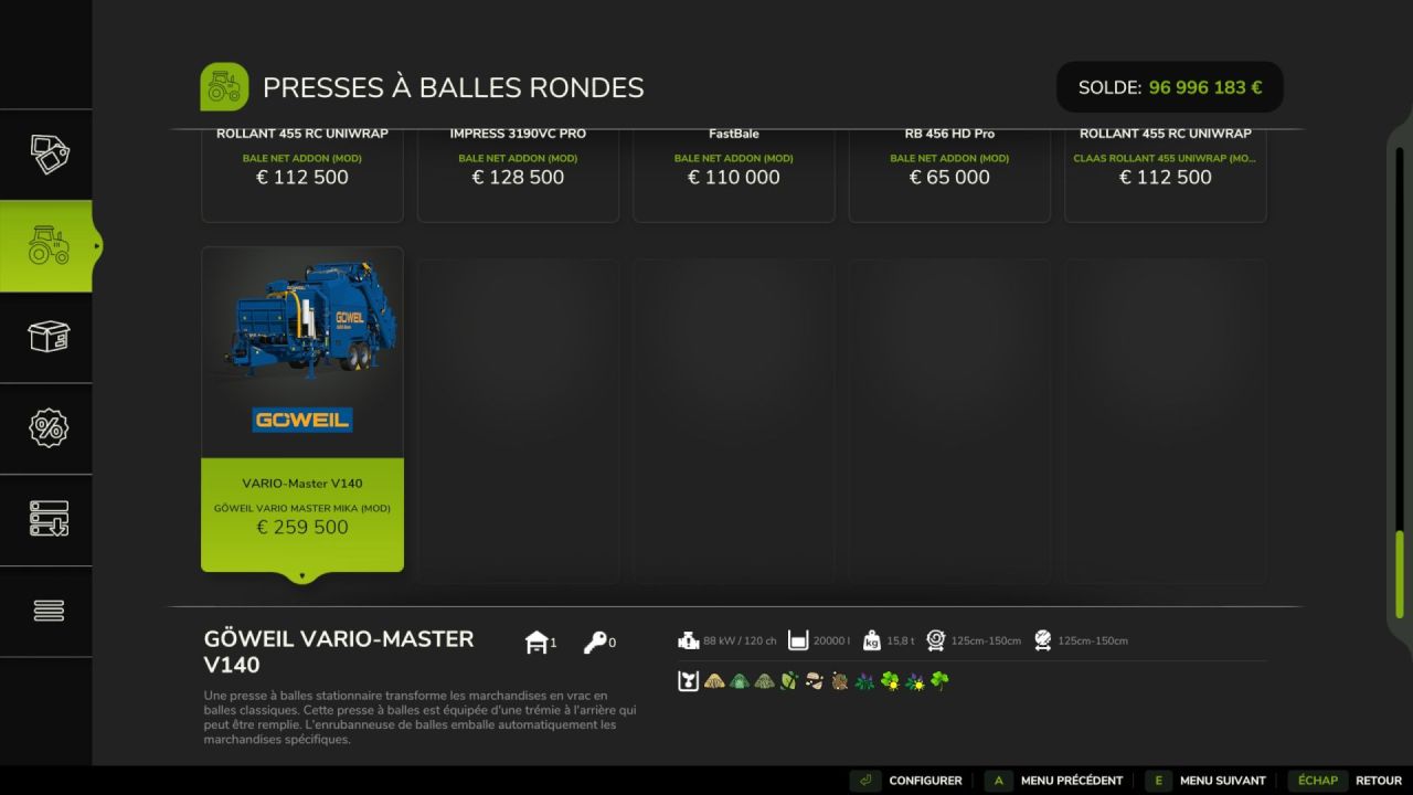 Грейтера Göweil Vario Master V140 Mika для Farming Simulator 25