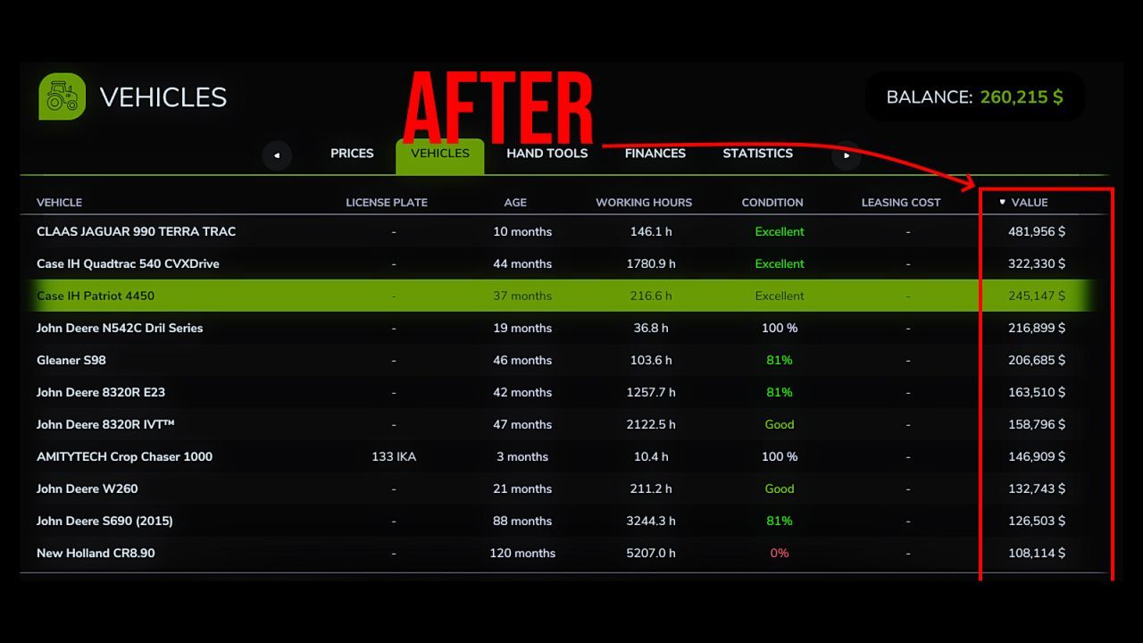 Мод для зниження вартості техніки для Farming Simulator 25