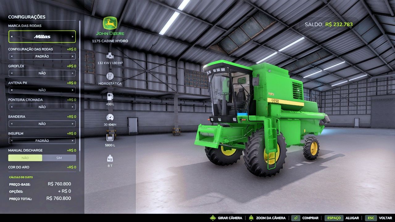 Efficient Tractor John Deere SLC 1175 for Farming Simulator 25 — 4 Versions and High Performance
