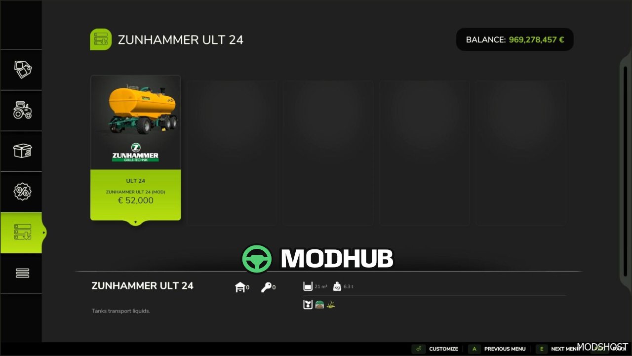 Розкидач гною Zunhammer ULT 24 для Farming Simulator 25