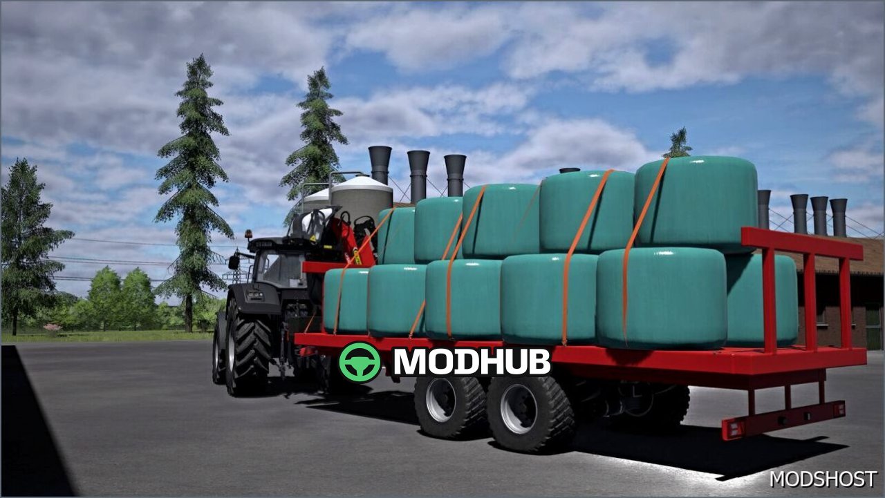 Причіп для тюків з краном для Farming Simulator 25