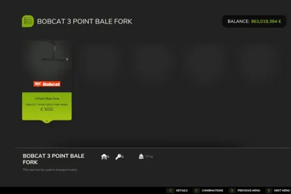 Міцні Вила Bobcat 3 Point Bale Fork (Rust Edition) для Тюків у Farming Simulator 25