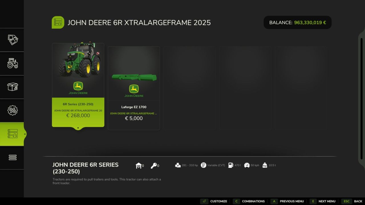 Потужний John Deere 6R 230-250 XTRA LARGE — Преміум Трактор для FS25