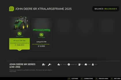 Потужний John Deere 6R 230-250 XTRA LARGE — Преміум Трактор для FS25 — 3