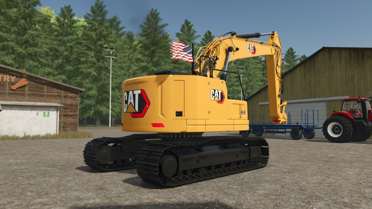 Потужний Екскаватор Cat 335NG EDIT з GPS та Прапором США для Farming Simulator 25