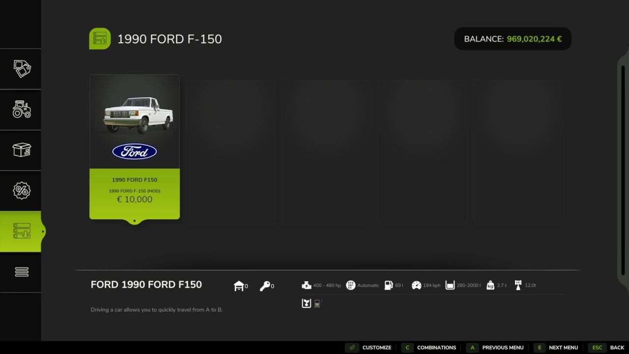 Вантажівка Ford F-150 1990 для Farming Simulator 25