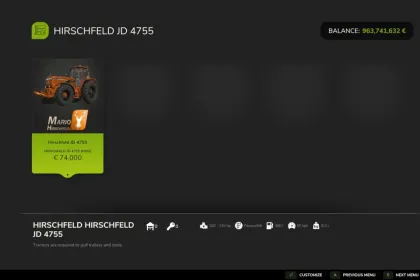 Legendärer Traktor John Deere 4755 Hirschfeld Edition für Farming Simulator 25 — 2