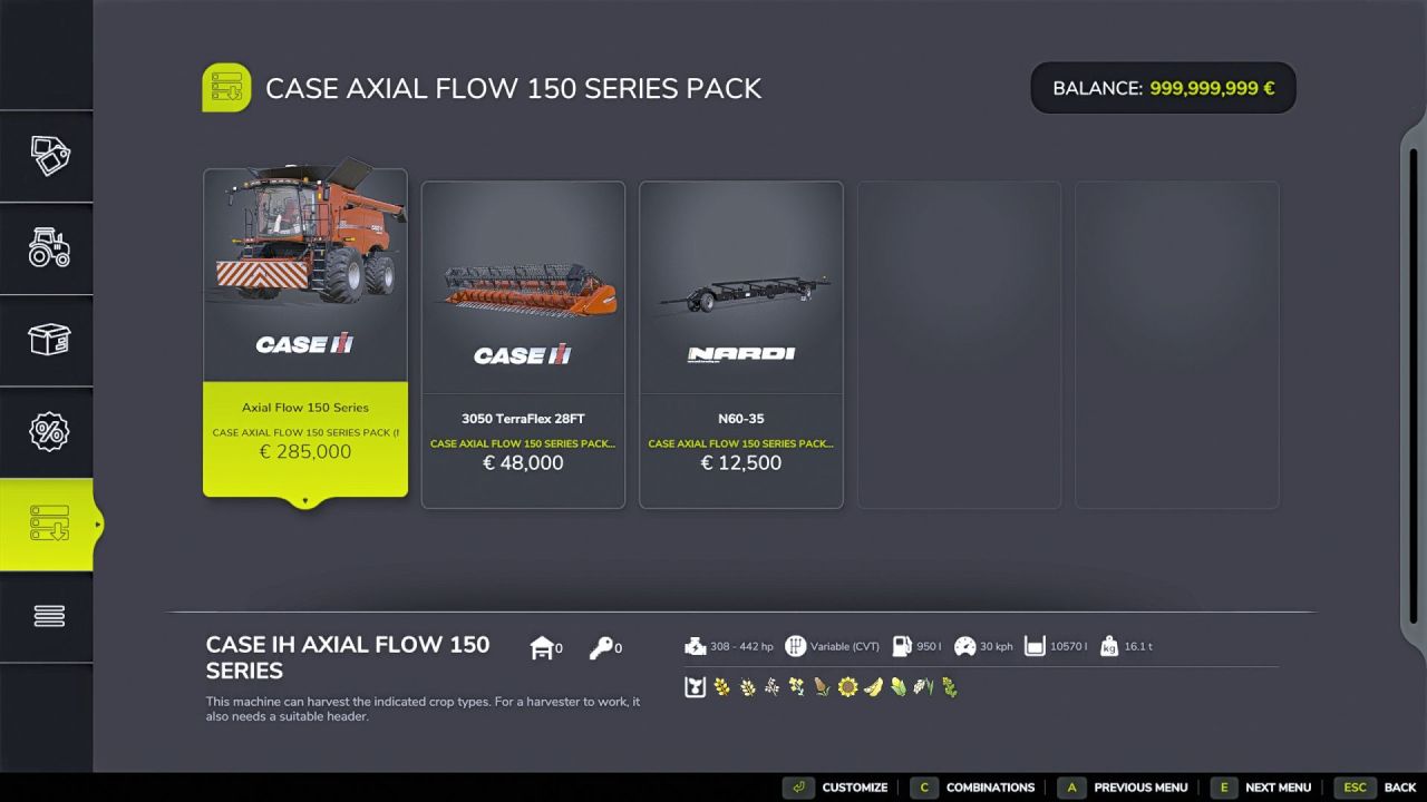 Zbieracz Case Axial Flow 150 Series do Farming Simulator 25