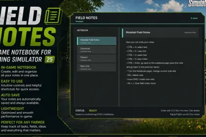 Скрипт Field Notes для Farming Simulator 25