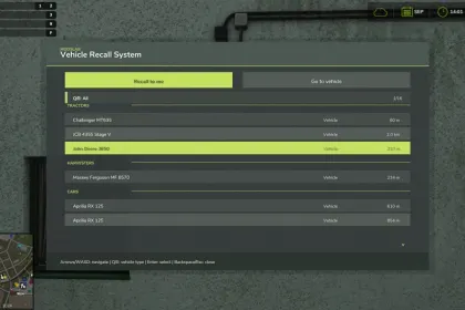 Скрипт Vehicle Recall System для Farming Simulator 25 — 2
