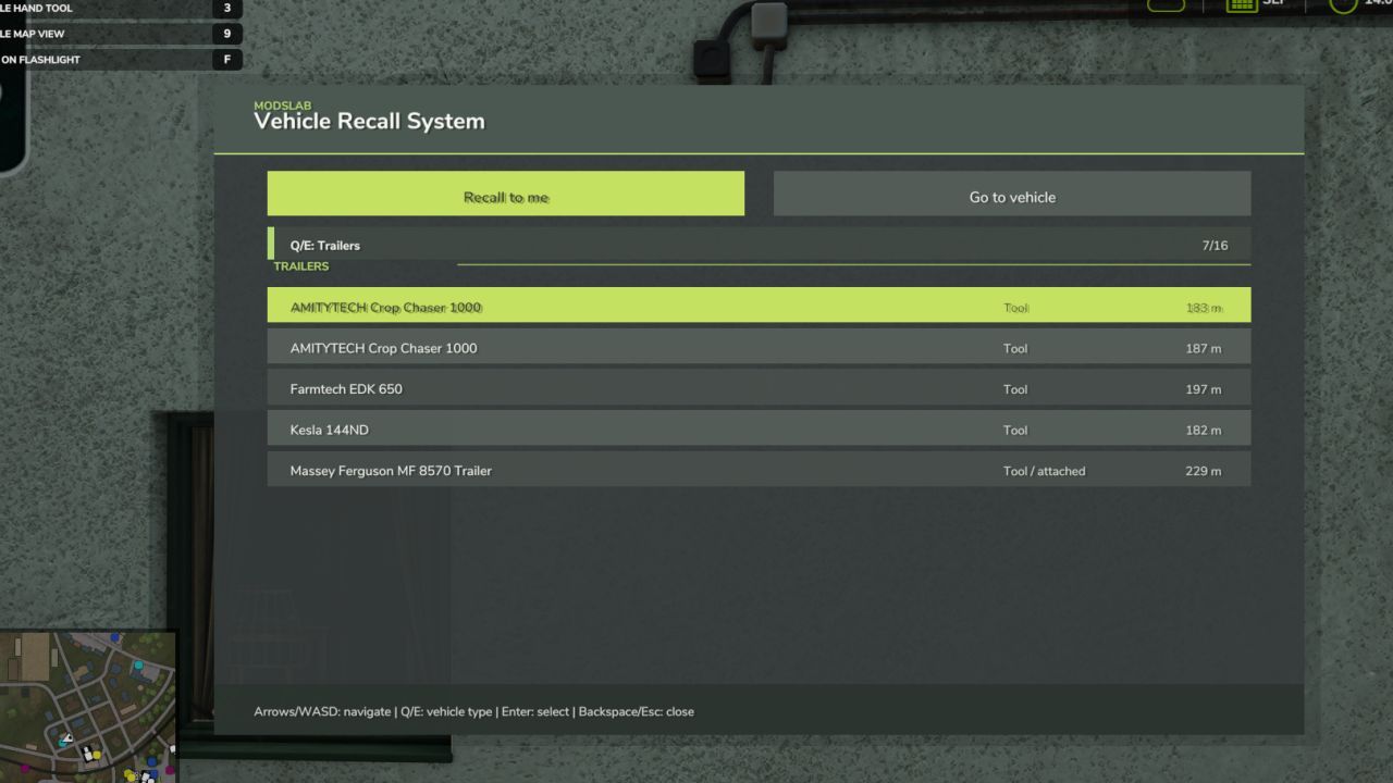 Скрипт Vehicle Recall System для Farming Simulator 25