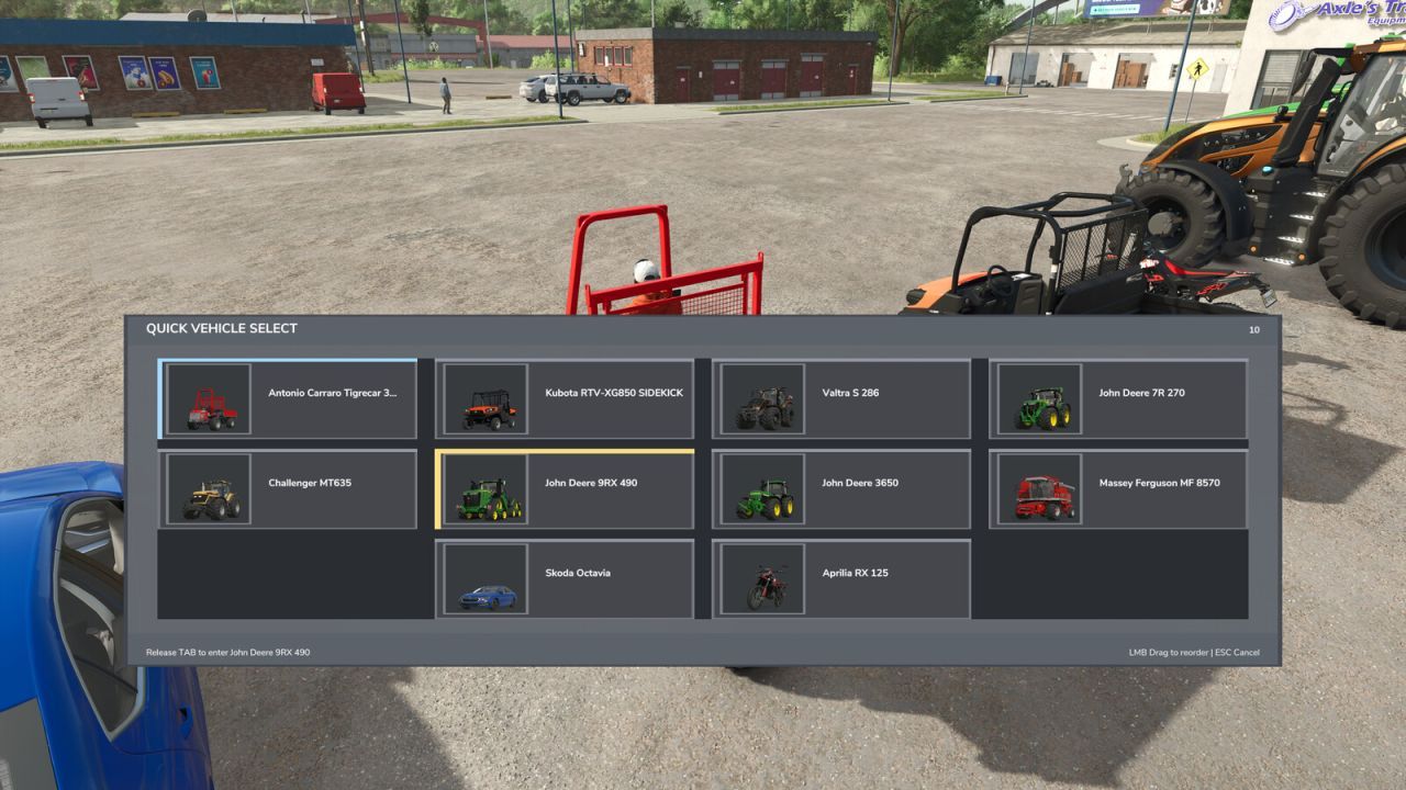 Швидкий вибір транспорту для Farming Simulator 25