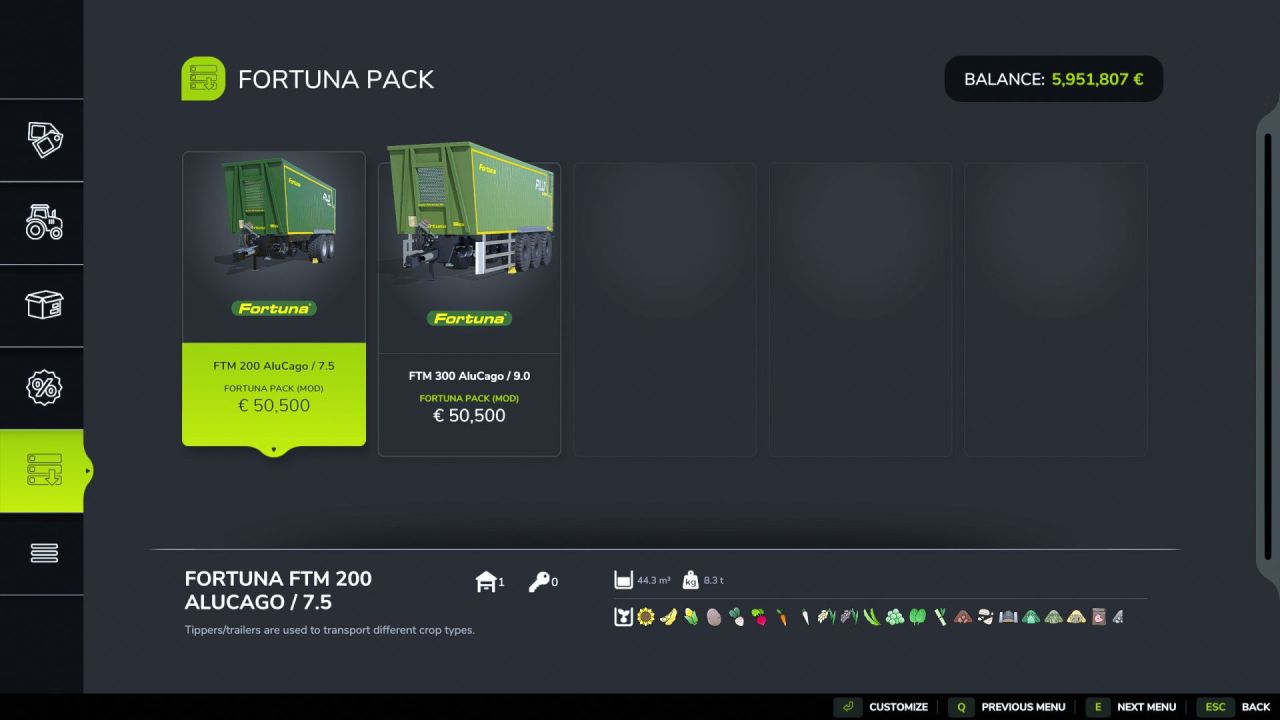 Пакет Fortuna для Farming Simulator 25