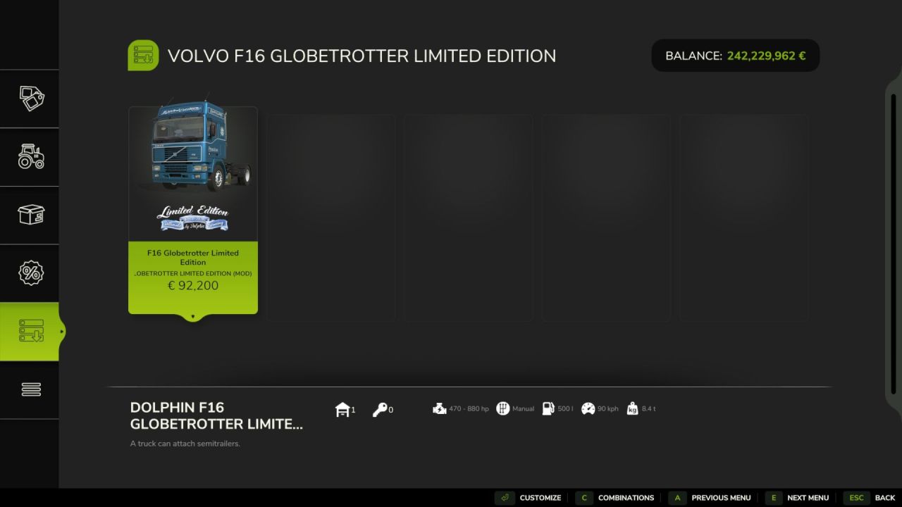 Truck Volvo F16 Limited Edition for Farming Simulator 25