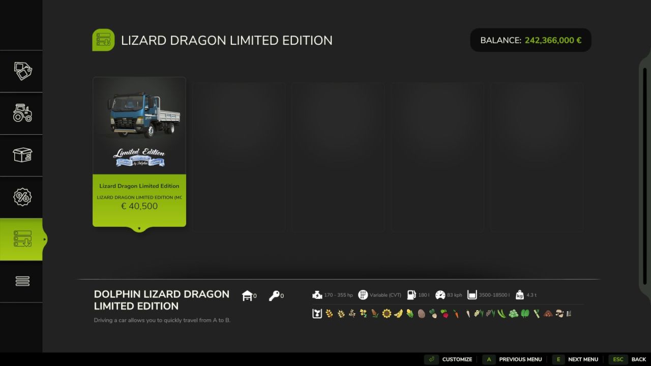 Вантажівка Lizard Dragon Limited Edition для Farming Simulator 25