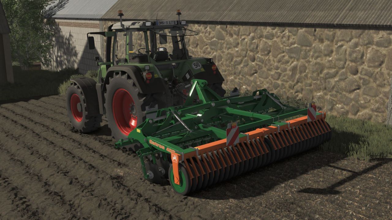 Efficient Disc Cultivator Amazone Catros 4001 for Quick Soil Processing in FS25