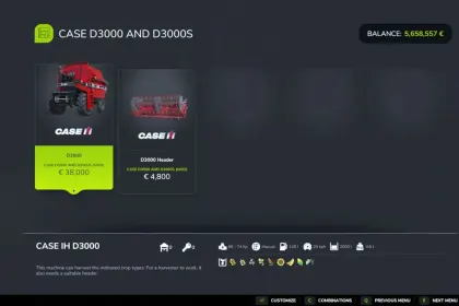 Комбайн Case D3000 / D3000S для Farming Simulator 25 — 3