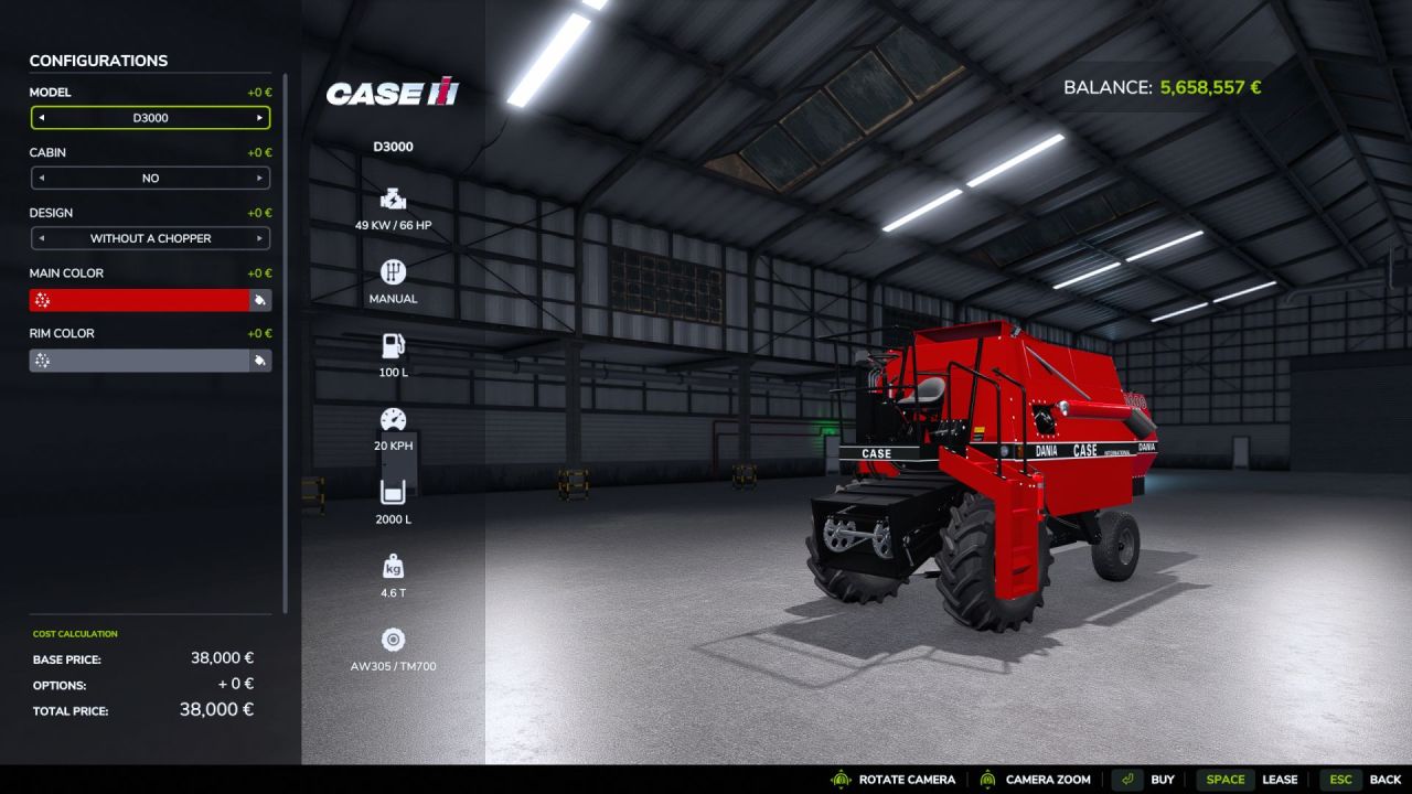Комбайн Case D3000 / D3000S для Farming Simulator 25