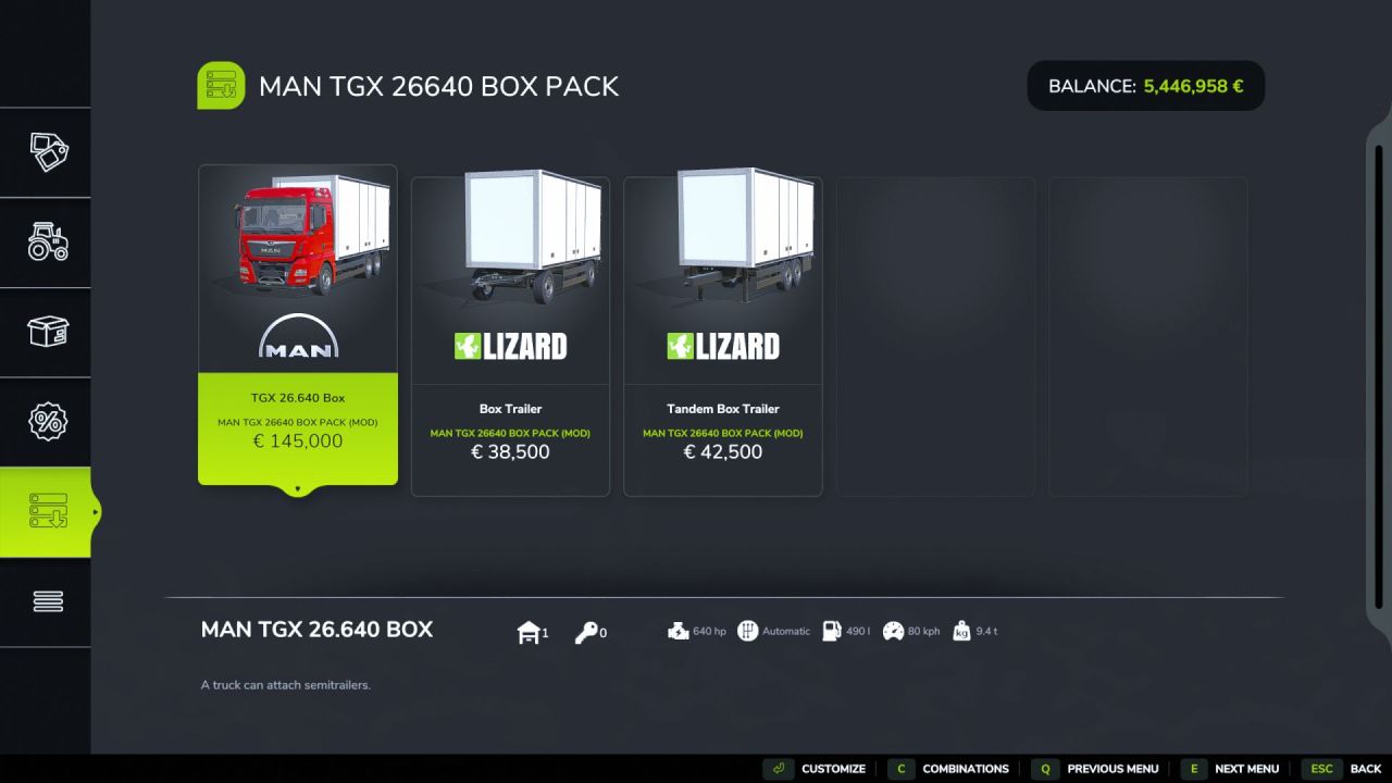 Вантажівка MAN TGX 26640 Box Pack для Farming Simulator 25