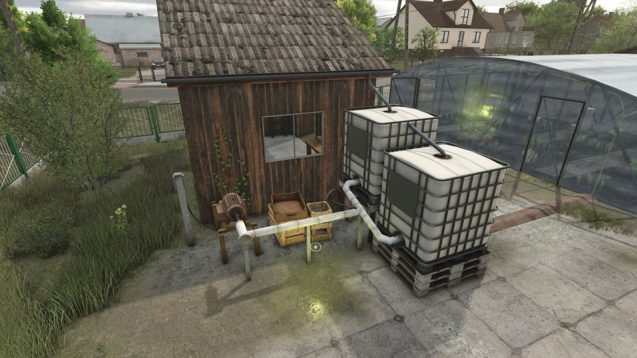 Efektywna Szklarnią Greenhouse With Storage z Autoskładem i Zbiorem Wody Deszczowej dla FS25