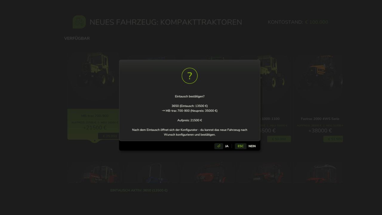 Fahrzeugtauschsystem für Farming Simulator 25