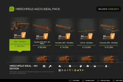 Комбайн AGCO Ideal Pack Hirschfeld Edition для Farming Simulator 25 — 2