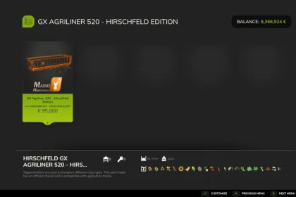 Причіп Krone GX Agriliner 520 для Farming Simulator 25 — 2