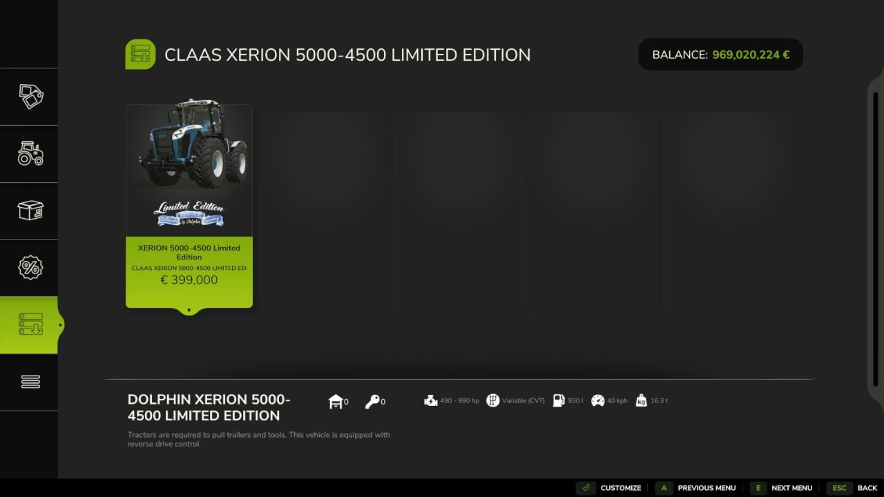 Трактор Xerion 5000 Limited Edition для Farming Simulator 25