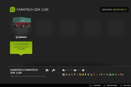 Причіп Farmtech ZDK 1100 для Farming Simulator 25 — 2