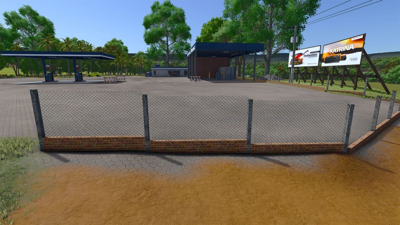 Цегляний паркан з дротяною сіткою для Farming Simulator 25