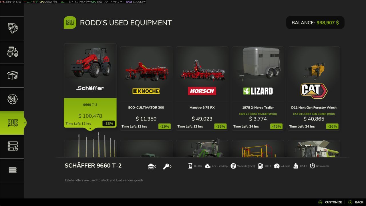 Використане обладнання Rodd для Farming Simulator 25