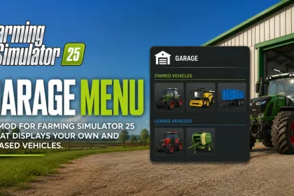 Меню гаража для Farming Simulator 25