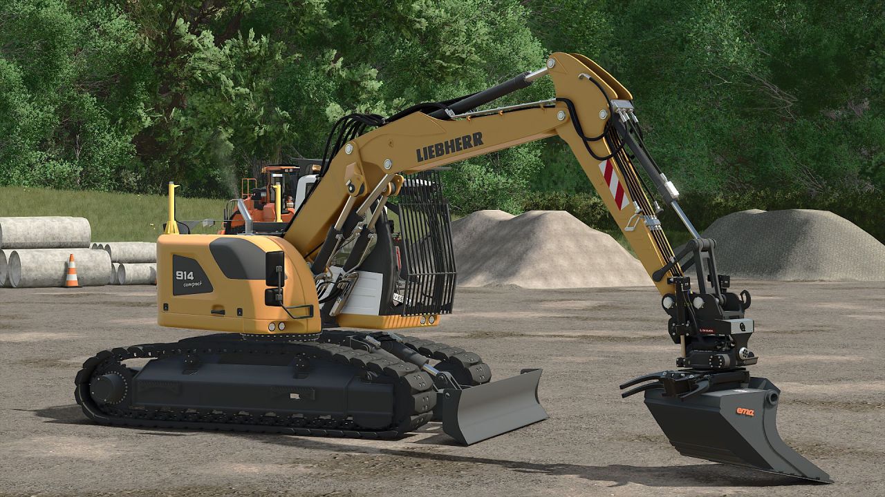 Powerful Excavator Liebherr R914 for Farming Simulator 25 — Flexible Options and Interactive Control