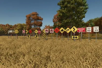 Пакет розміщуваних дорожніх знаків США #1 для Farming Simulator 25