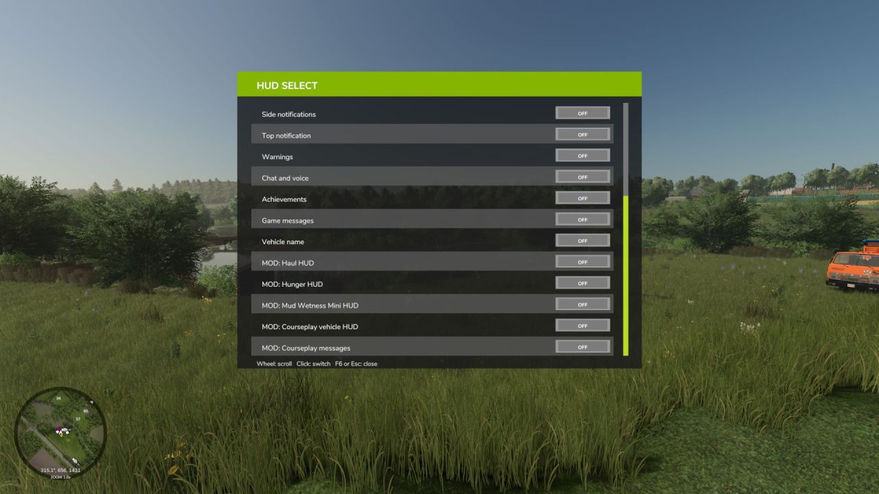 Скрипт HUD Select для Farming Simulator 25