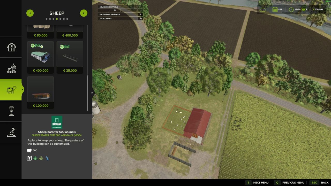 Sheep Barn For 500 Animals for Farming Simulator 25