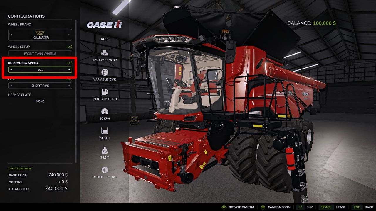 Модуль регулювання швидкості розвантаження для Farming Simulator 25