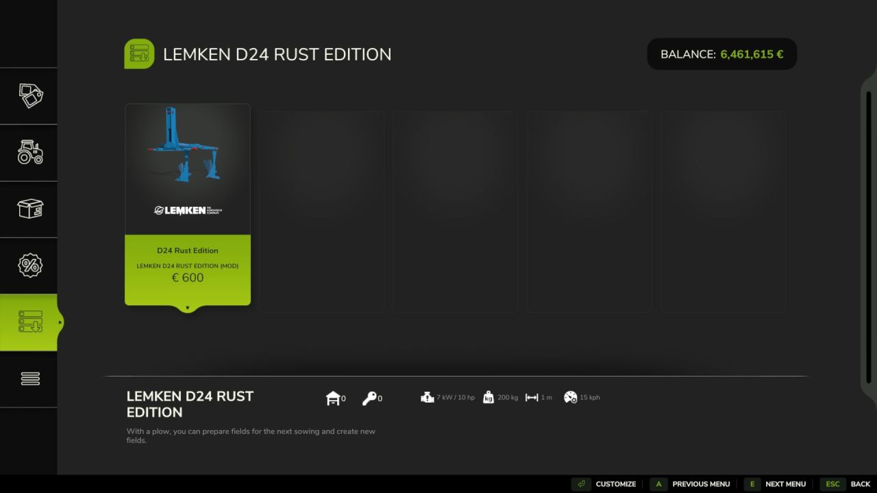 Плуг Lemken D24 Rust Edition для Farming Simulator 25