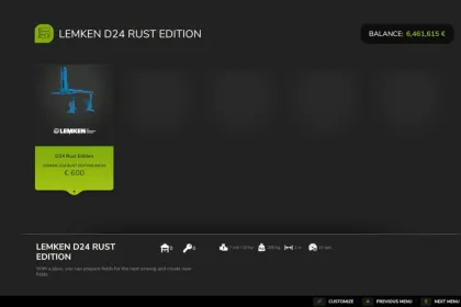 Плуг Lemken D24 Rust Edition для Farming Simulator 25 — 2