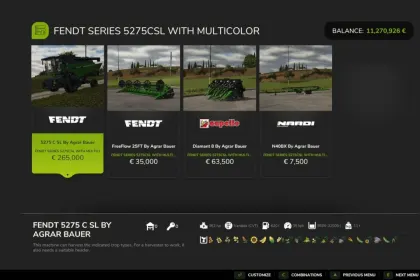 Traktor Fendt Series 5275 CSL do Farming Simulator 25 — 3