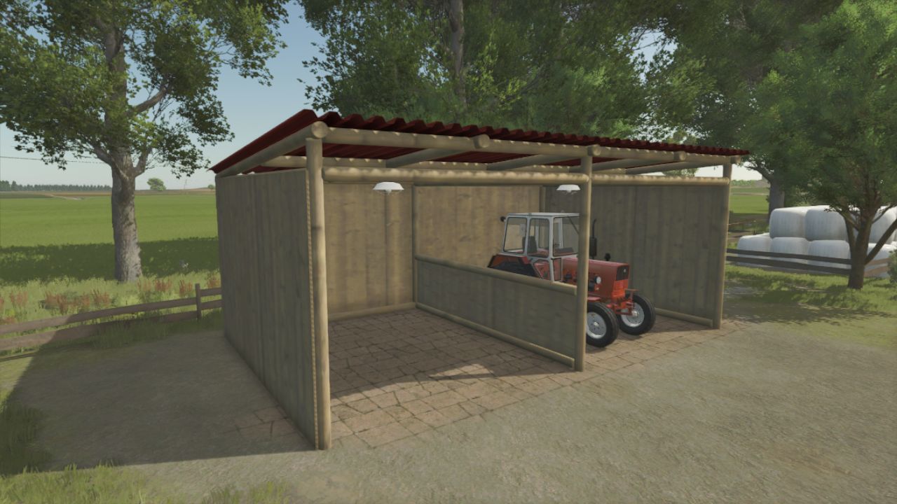 Originaler Zwei-Bay-Shed für Maschinen in Farming Simulator 25