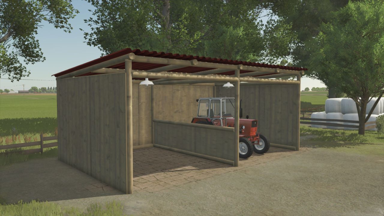 Originaler Zwei-Bay-Shed für Maschinen in Farming Simulator 25