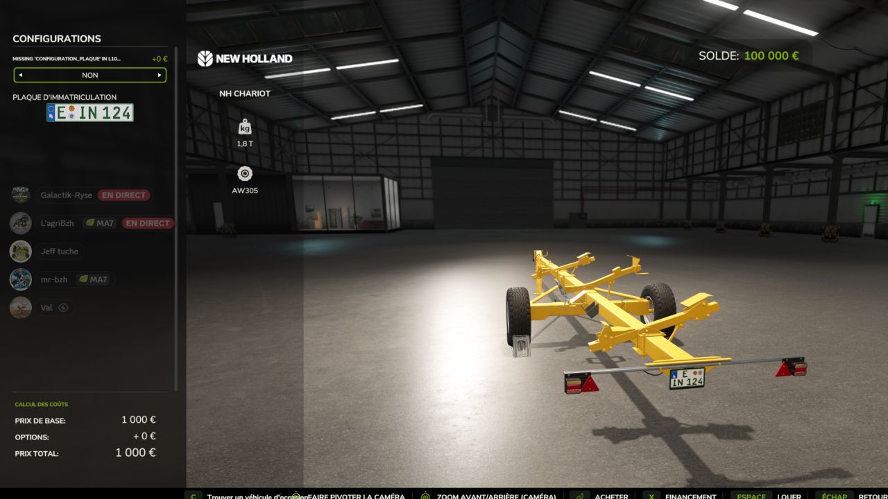 Візок для жатки New Holland для Farming Simulator 25