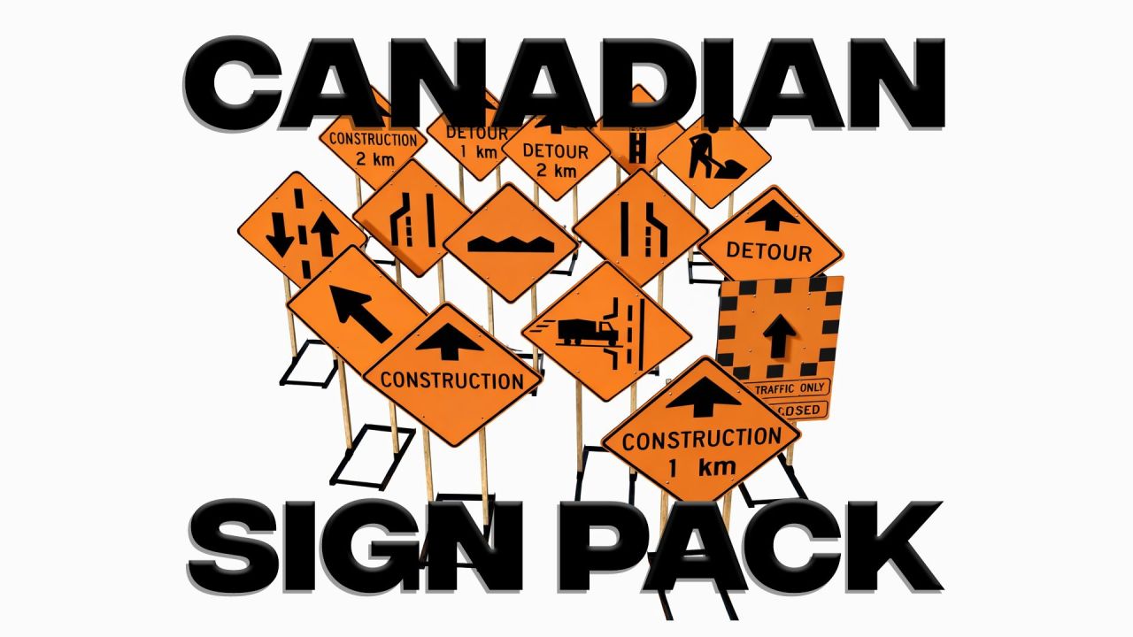 Nowy Pak Kanadyjskich Znaków Drogowych Canadian Sign Pack dla Farming Simulator 25