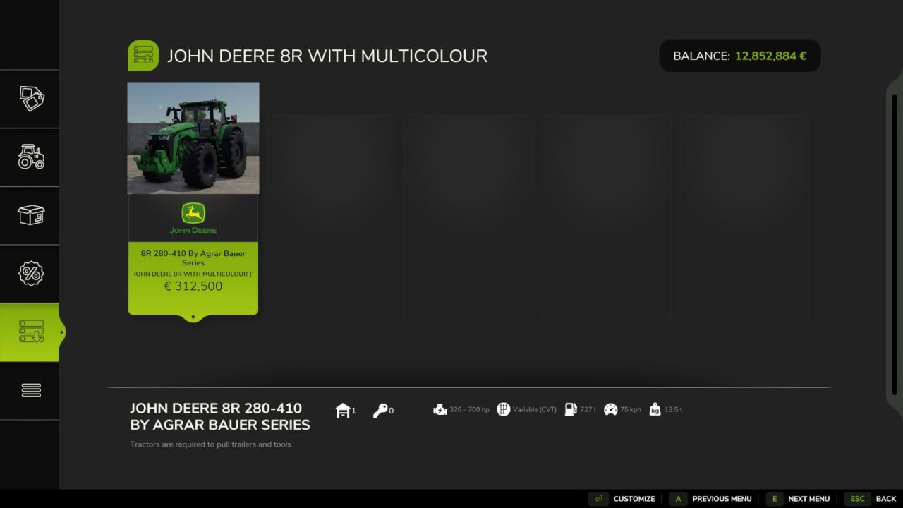 Трактор John Deere 8R Edit для Farming Simulator 25
