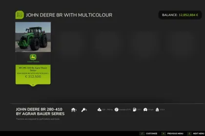 Трактор John Deere 8R Edit для Farming Simulator 25 — 3