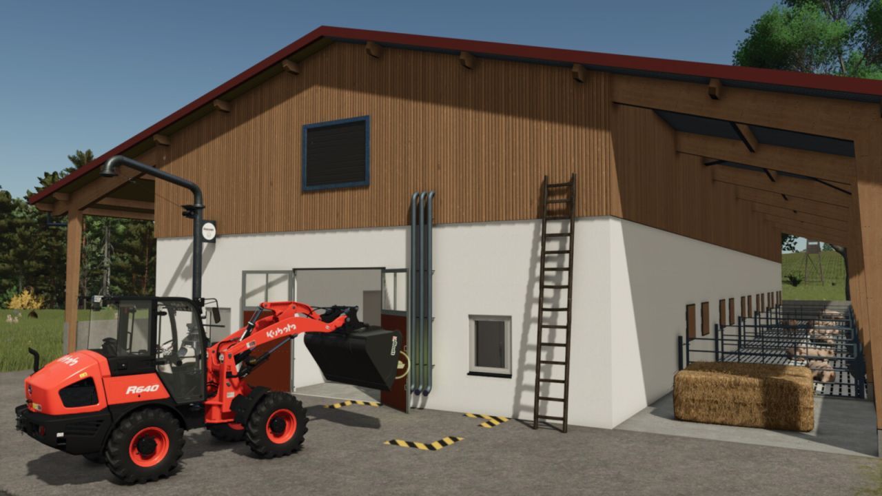 Сучасний Свинарник ern Pigsty на 200 Голів із Сонячною Системою для Farming Simulator 25