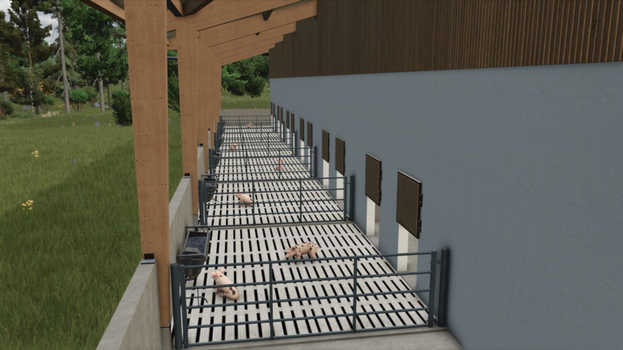 Сучасний Свинарник ern Pigsty на 200 Голів із Сонячною Системою для Farming Simulator 25